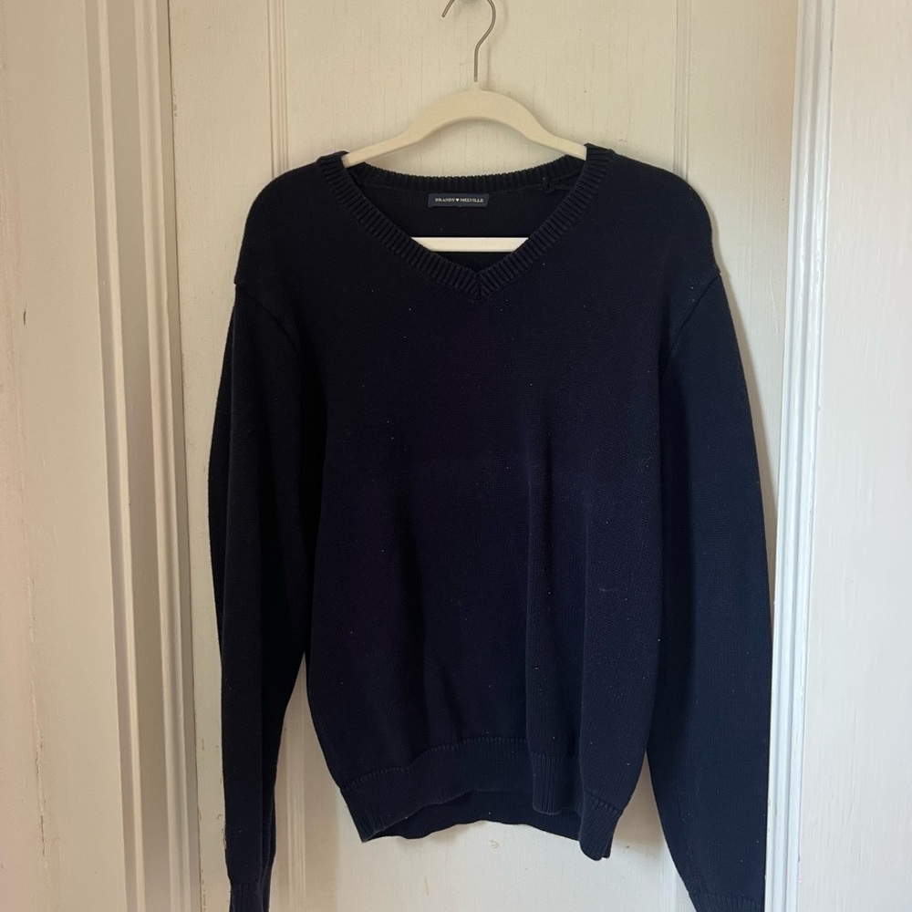 Brandy Melville Navy V-Neck Sweater